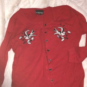 Sourpuss sparrow red cardigan